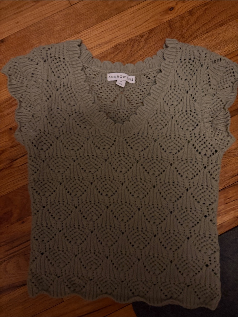 And Now This Sage Green Crochet Knit V-Neck Camisole